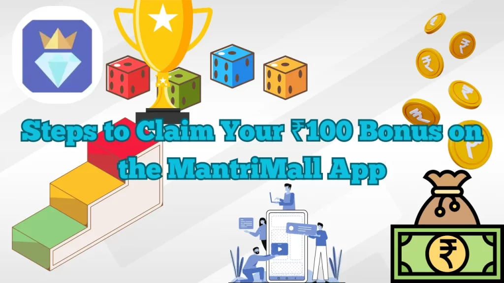 illustration text 'Claim Your ₹100 Bonus and Dive into the Thrills of MantriMall! '