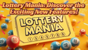 illustration text 'Lottery Mania: Discover the Exciting New Features!'